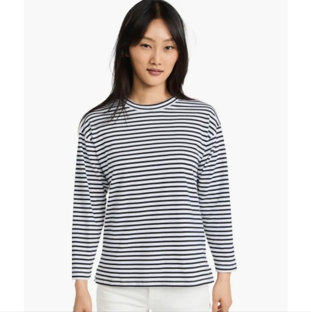 AYR Striped Long Sleeve Tee in Black and White